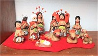 Painted Pottery Indigenous Nativity Set