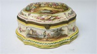 LARGE FRENCH FAIENCE GLOVE BOX - "LILLE 1767"