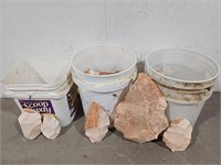 (3) Buckets of Knapping Rocks