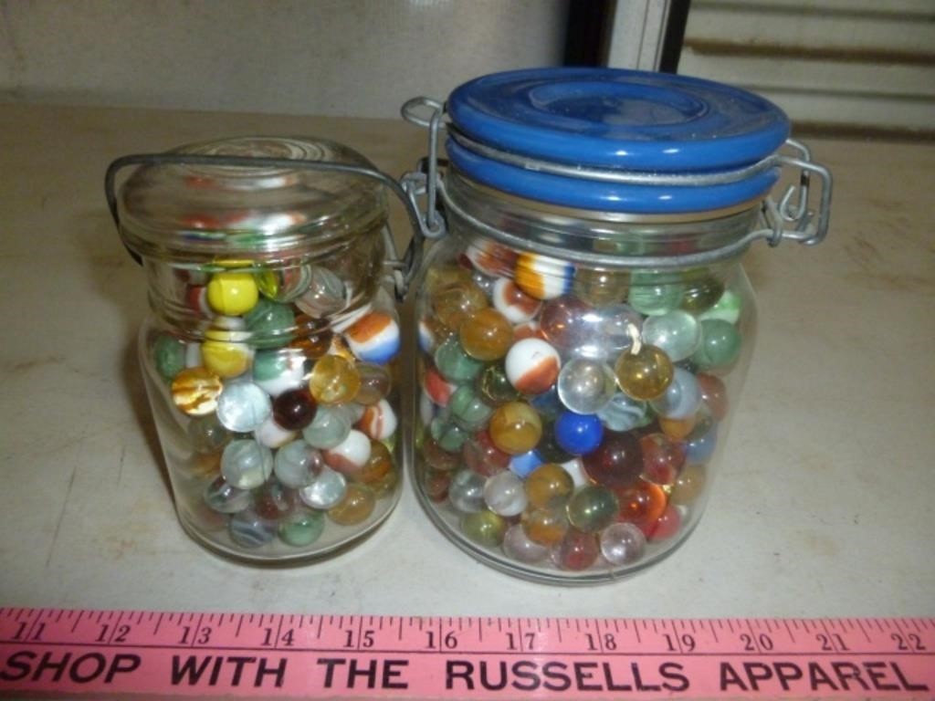 Vintage Glass & Agate Marbles - 2 Jars Full!