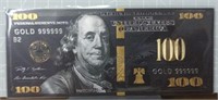 24k gold-plated black $100 bank note