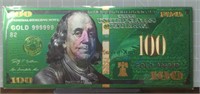 24k gold-plated green $100 bank note