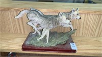 2 Prowling Wolves Sculpture