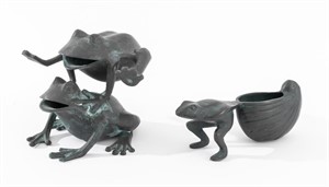 Vintage Frog Patinated Metal Sculpture, 2