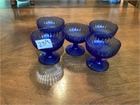 5 vintage hazel Atlas Ritz Cobalt Blue Sherbert