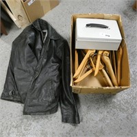 Hard Rock Cafe Leather Jacket, Wooden Hangers