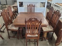 7 Piece - Empire Heavily Carved Dining Table Set