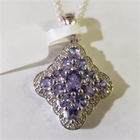 $500 Silver Rhodium Plated Tanzanite(3ct) Necklace