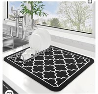 Black and white dish drying mat 12x19”