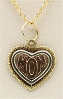 14kt Gold "Mom" Heart Pendant