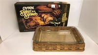 Pyrex baker in a basket