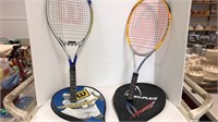 (2) tennis rackets: (1) Wilson (1) Head