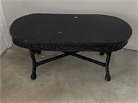 Vintage Black Wicker Oval Coffee Table