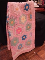 Vintage hand-stitched quilt Grandma's Flower