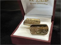 Vintage Swank Gold Etched Cuff Links