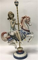 Lladro Porcelain Girl And Carousel Horse