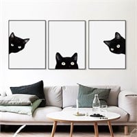 9.5" X 11"3 Piece Cat Themed Canvas