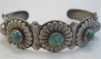 Navajo SS & Turquoise Bracelet - Hallmarked