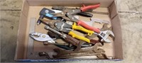 Tray Of Assorted Tools: Snips, Pliers, Wrenches