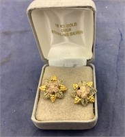 12K Gold Star Shaped Black Hills Gold Earrings