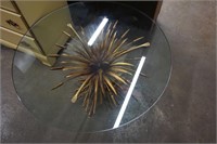 Mid Century Modern Glass Top Wheat Table