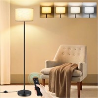 B1028  OUTON Floor Lamp with Remote, Linen Shade