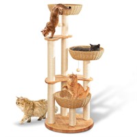 54" Modern Cat Tree Tower for Indoor Cats, Solid