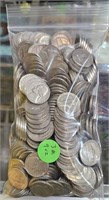 3lb 9oz Bag Of Unsorted Jefferson Head Nickels