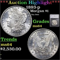 *Highlight* 1893-p Morgan $1 Graded ms64