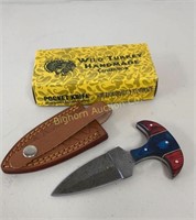 Damascus Push Knife W-3 3/4" Blade