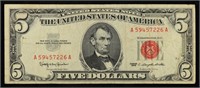 1963 $5 Red Seal United States Note Grades vf++