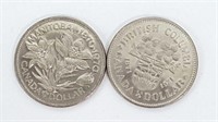 1971 British Columbia & 1970 Manitoba $1 Coins