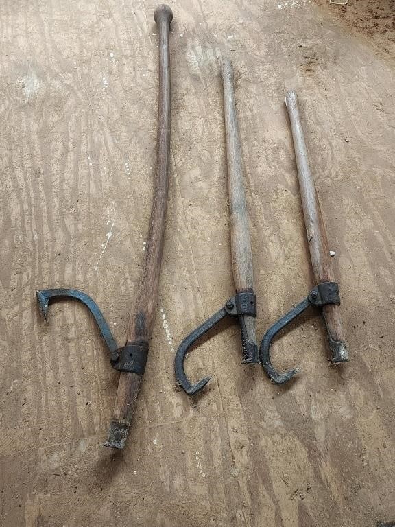 3 Wooden Handle Cant Hooks