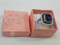 Blue and white sapphire ring size 8