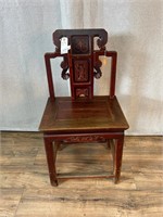 Antique Asian Carved Back Side Chair Wear