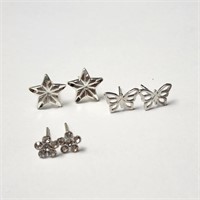 $200 Silver Set Of 3 Earring Set
