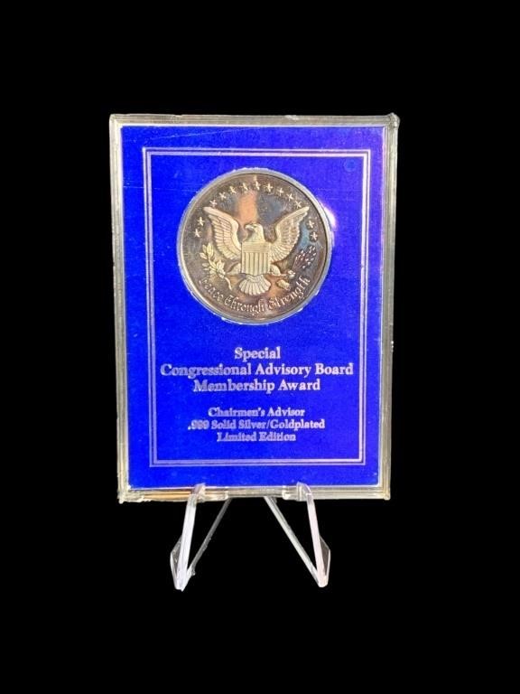 A .999 Silver/Gold Plated Congressional Award