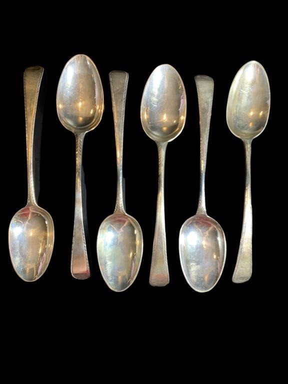 (6) English Sterling Spoons, 384g TW