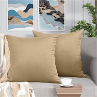 Velvet Cushion Covers 20x20 Set Of 2-Beige