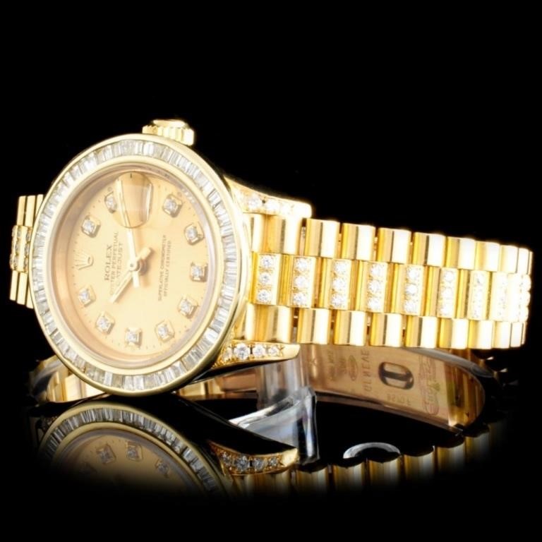 4.00ct Diamond Ladies Rolex DateJust 18K YG