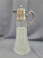 Crystal Decanter Silver Plate Top w Glass Insert