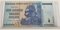 100 Trillion Dollar Silver Note From Zimbabwe