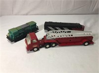 Tonka Ladder Truck & 2 Toy Trains