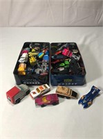 2 Tin Containers Full Of Diecast Cars