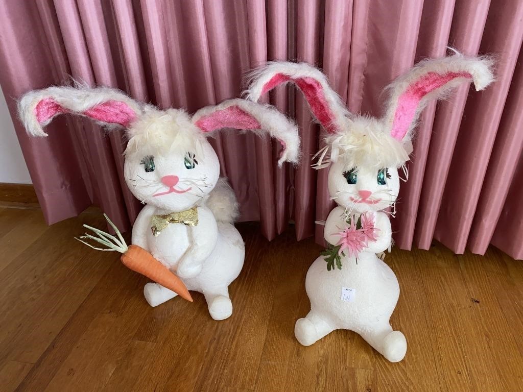 (2) HAND-MADE STYROFOAM EASTER BUNNIES