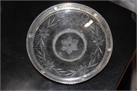 Sterling Rim Cut Glass Plate