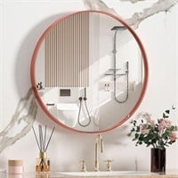 36 Inch Ribbed Round Wall Mirror, Anti Rust