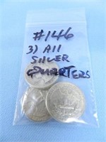 (3) All Silver Washington Quarters