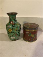 Cloisonne Jar & Chinese Vase