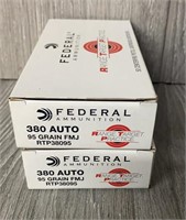 (100) Rounds of Federal 380 Auto Ammo